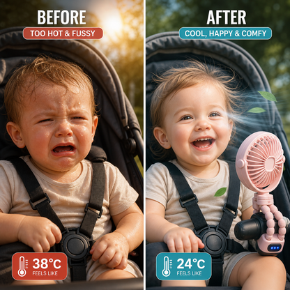 Portable Clip-On Baby Fan – Quiet Cooling for Stroller & Crib