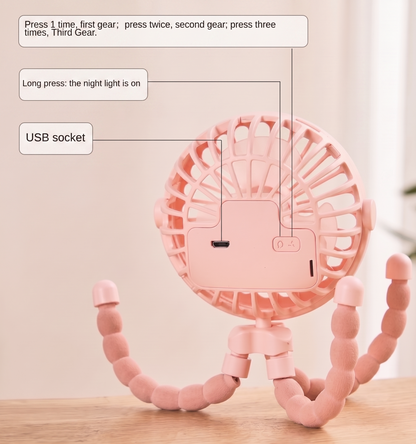 Portable Clip-On Baby Fan – Quiet Cooling for Stroller & Crib